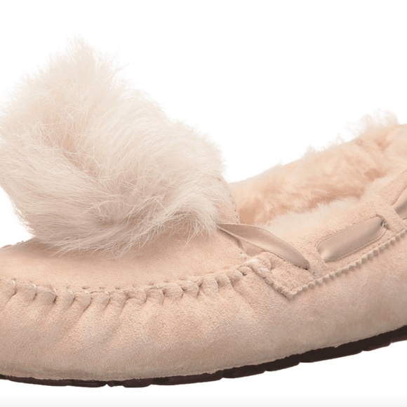 UGG DAKOTA POM POM SLIPPERS SHOES FLATS CREAM